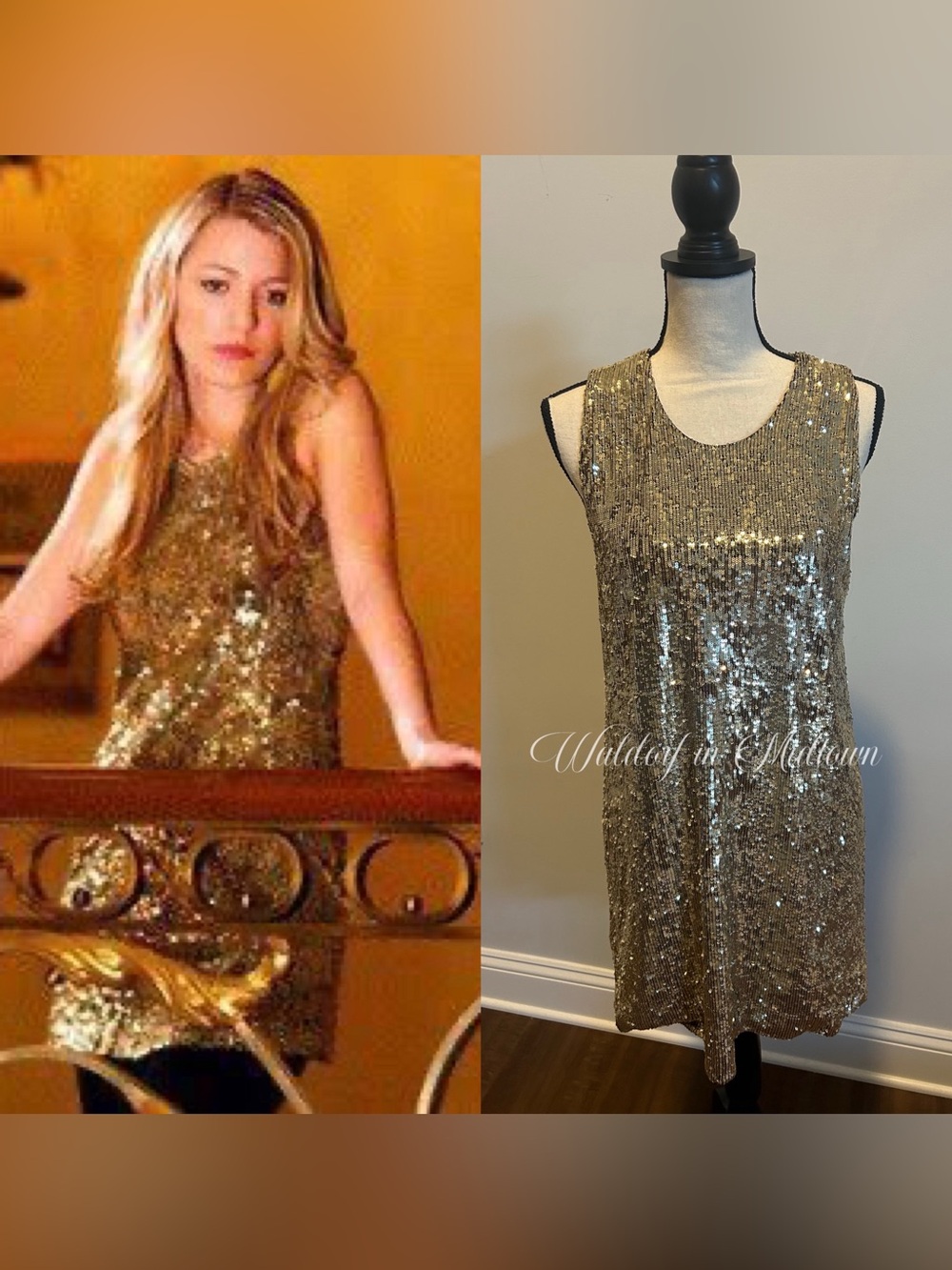 ASO SERENA VAN DER WOODSEN GOLDEN SEQUINED DRESS - L